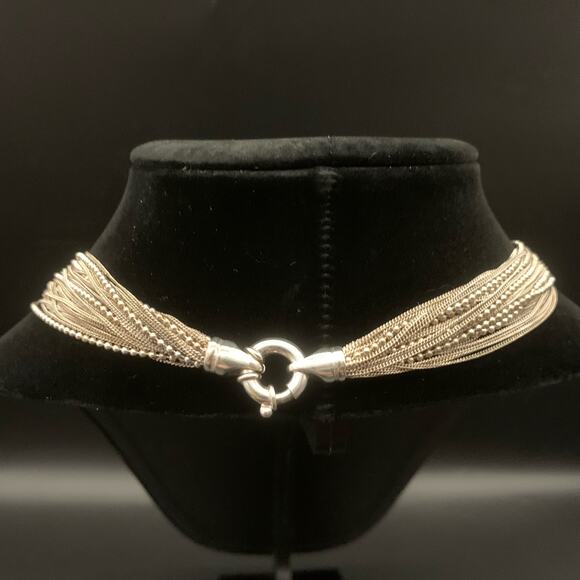 Vintage 925 Italy Sterling Silver Multi-Strand Necklace & Bracelet Luxury Set
